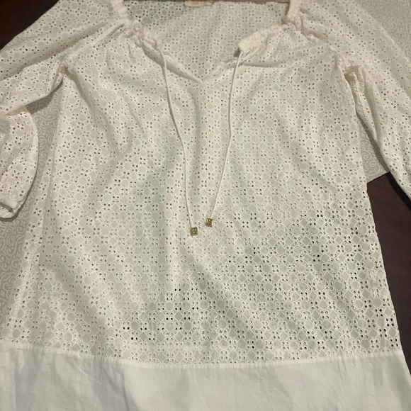 Tory Burch Soraya White Eyelet Tunic Cover Up Drawstring Resort Beach Top - Picture 2 of 11